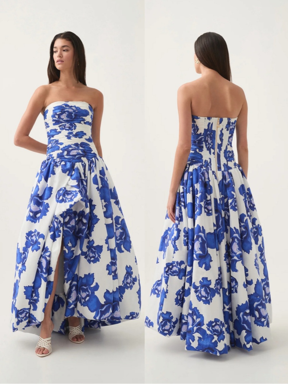 Aje Behold Maxi Dress Strapless Blue & White Floral Size AU 6 (US 2) - Picture 2 of 12